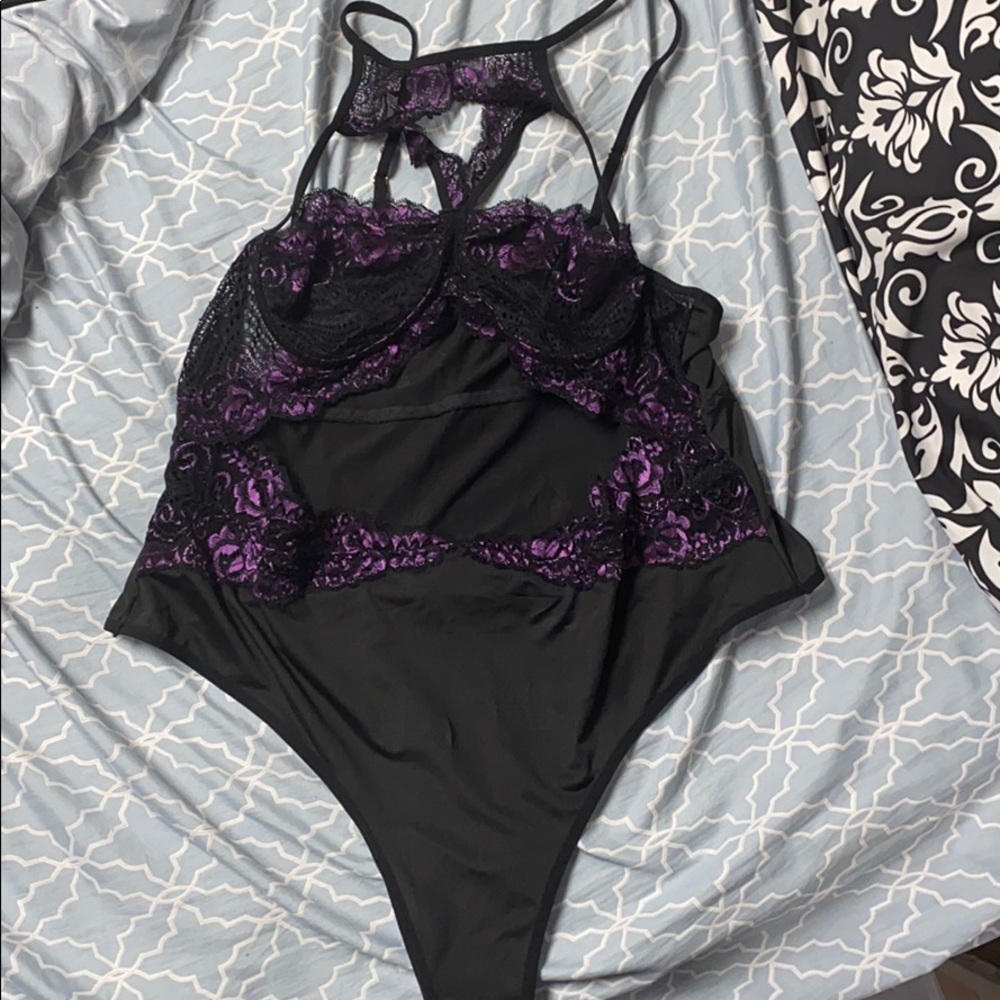 Plus Cut Out Contrast Lace Teddy Bodysuit 3XL